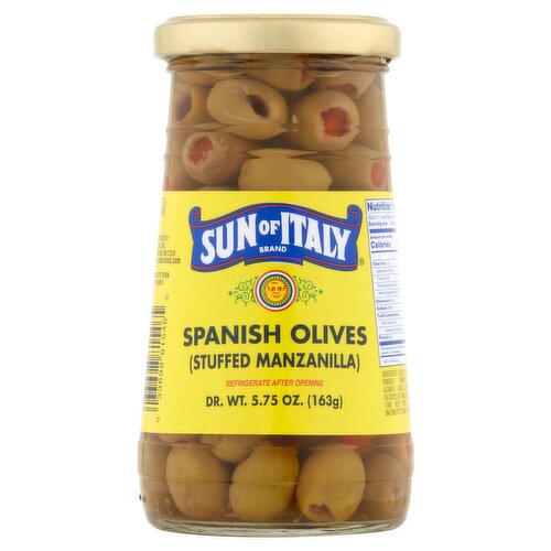 Sun of Italy (Stuffed Manzanilla) Spanish Olives, 5.75 oz