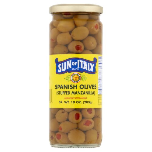 Sun of Italy Stuffed Manzanilla Spanish Olives, 10 oz