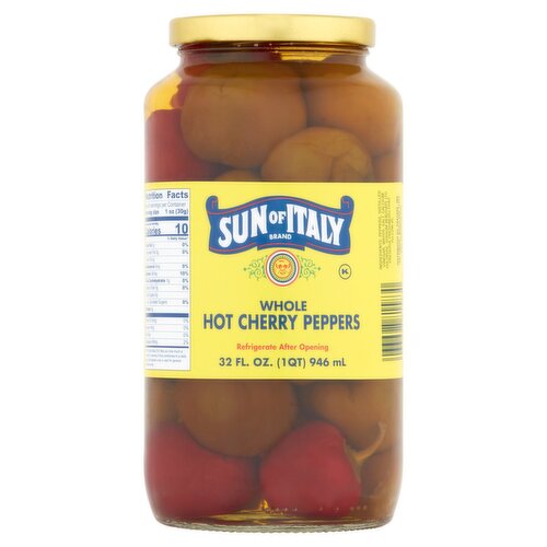 Sun of Italy Whole Hot Cherry Peppers, 32 fl oz