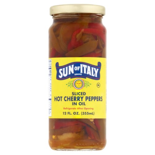 Sun of Italy Sliced Hot Cherry Peppers in Oil, 12 fl oz