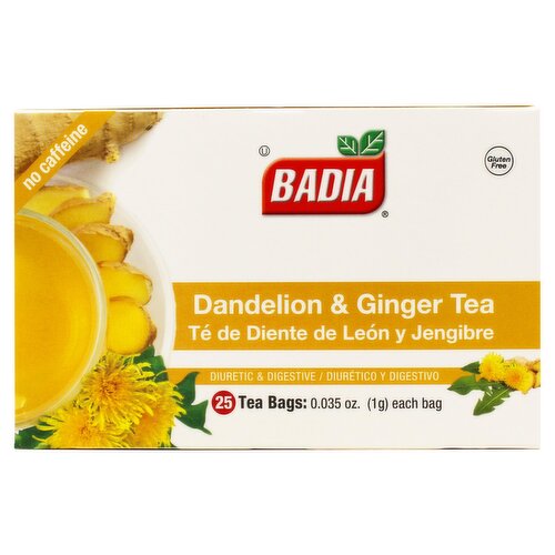 Badia Dandelion & Ginger Tea Bags, 25 count, 0.035 oz