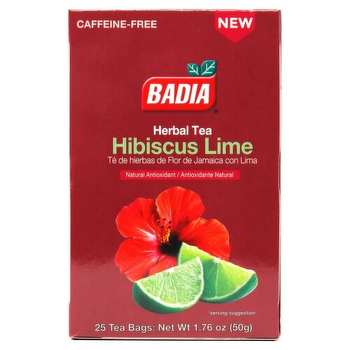 Badia Hibiscus Lime Herbal Tea, 25 count, 1.76 oz
