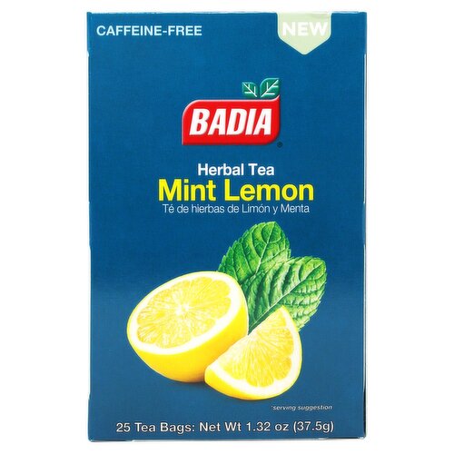 Badia Mint Lemon Herbal Tea, 25 count, 1.32 oz