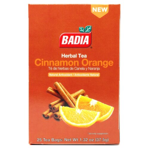 Badia Cinnamon Orange Herbal Tea, 25 count, 1.32 oz