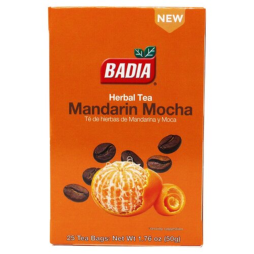 Badia Mandarin Mocha Herbal Tea, 25 count, 1.76 oz