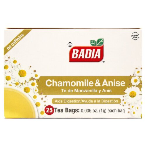 Badia Chamomile & Anise Tea Bags, 25 count, 0.035 oz