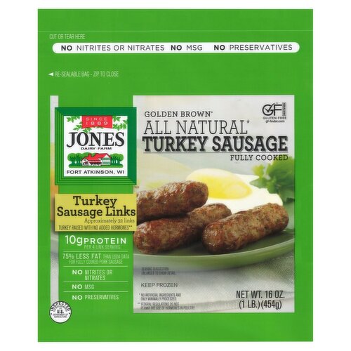 Jones Dairy Farm Golden Brown All Natural Turkey Sausage Links, 16 oz