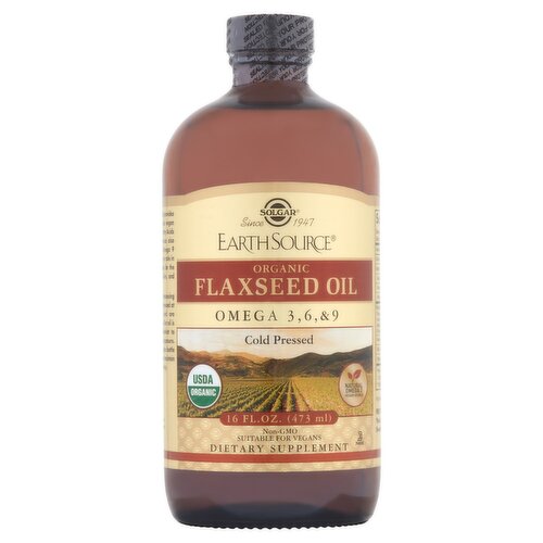 Solgar Earth Source Organic Flaxseed Oil Dietary Supplement, 16 fl oz