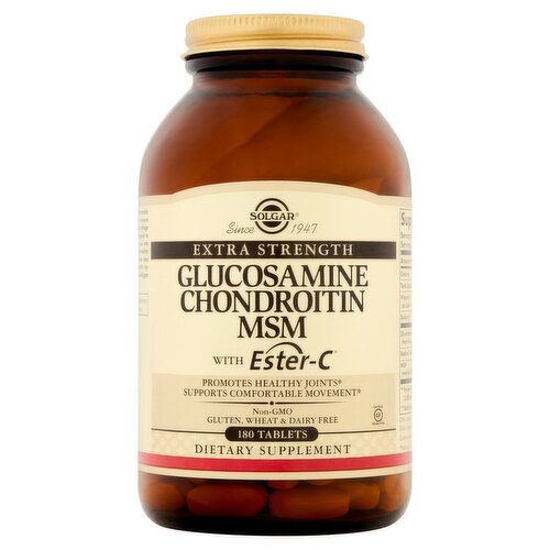 Solgar Extra Strength Glucosamine Chondroitin MSM with Ester-C Dietary Supplement, 180 count