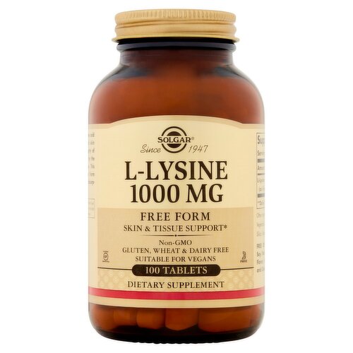 Solgar L-Lysine Dietary Supplement, 1000 mg, 100 count