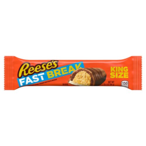 Reese's Fast Break Chocolate Candy, Peanut Butter & Nougat Bar King Size, 3.5 oz