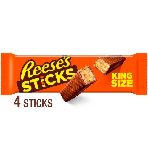 Reese's Chocolate Candy, Peanut Butter Creme & Crispy Wafers Sticks King Size, 4 count, 3 oz