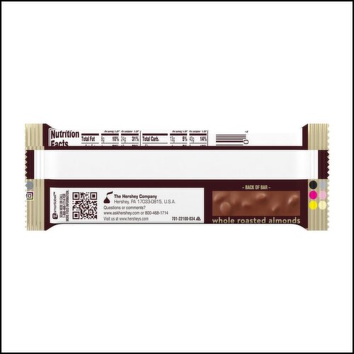 Hershey's King Milk Chocolate with Whole Almonds, 2.6 oz