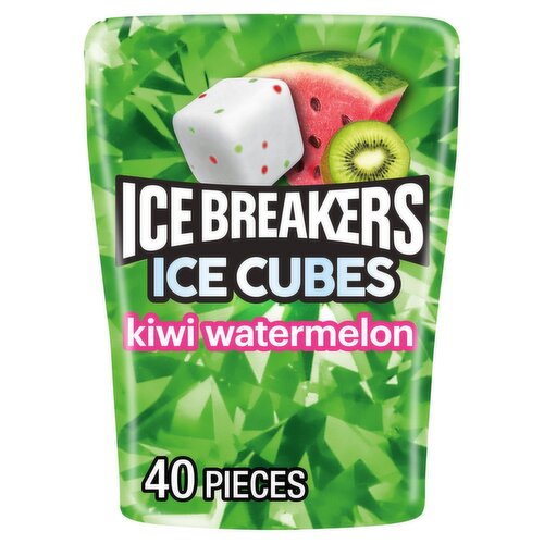 Ice Breakers Ice Cubes Kiwi Watermelon Sugar Free Gum, 40 count