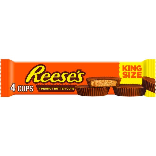 Reese's Milk Chocolate & Peanut Butter Cups King Size, 4 count, 2.8 oz