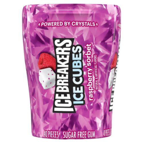 Ice Breakers Ice Cubes Raspberry Sorbet Sugar Free Gum, 40 count