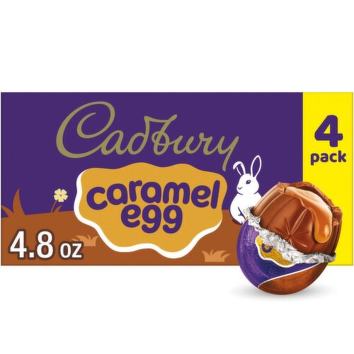 Cadbury Chocolate Candy Eggs with Caramel Center, 1.2 oz, 4 count