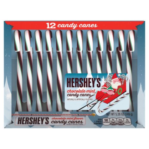 Hershey's Chocolate Mint Flavor Candy Canes, 5.28 oz