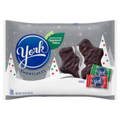 York Snowflakes Dark Chocolate Covered Peppermint Patties Candy, 16 oz