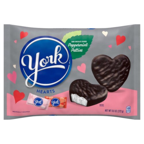 York Dark Chocolate Covered Peppermint Patties Hearts, 9.6 oz