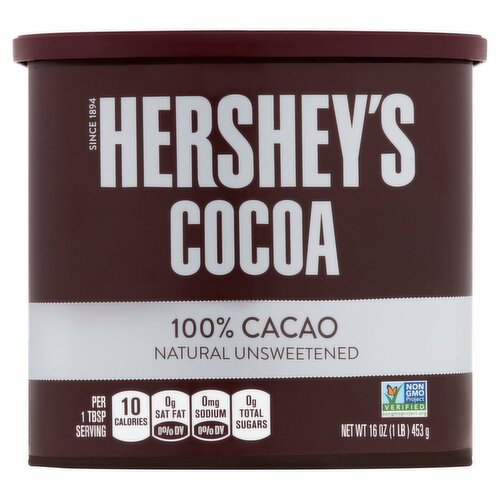 Hershey's Cocoa Natural Unsweetened 100% Cacao, 16 oz