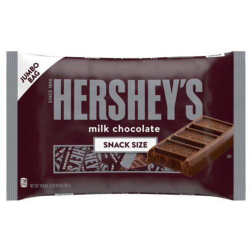 HERSHEY'S Milk Chocolate Snack Size, Candy Jumbo Bag, 19.8 oz