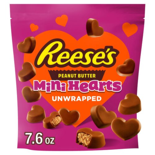 Reese's Chocolate & Peanut Butter Creme Unwrapped Mini Hearts Candy, 7.6 oz