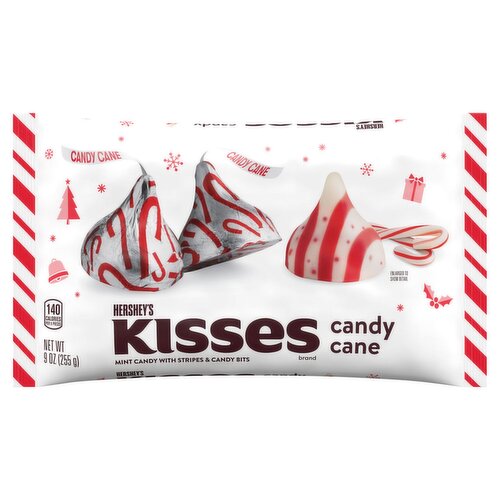 Hershey's Kisses Candy Cane Mint Candy with Stripes & Candy Bits, 9 oz