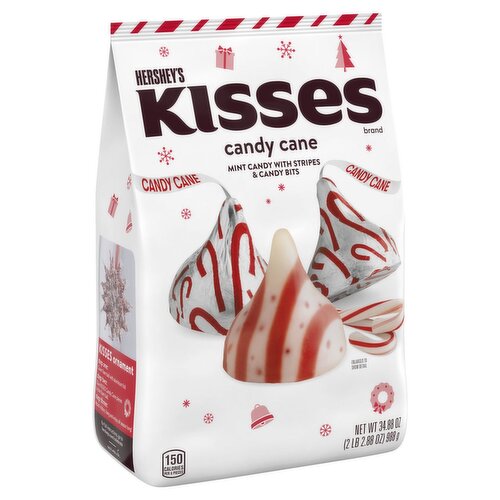 Hershey's Kisses Candy Cane Mint Candy with Stripes & Candy Bits, 34.88 oz