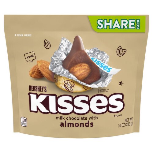 Hershey's Kisses Milk Chocolate with Almonds Share Pack, 10 oz