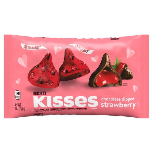 Hershey's Kisses Extra Creamy Milk Chocolate with Strawberry Flavored Center, 9 oz