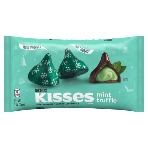 Hershey's Kisses Dark Chocolate Filled with Mint Truffle, 9 oz