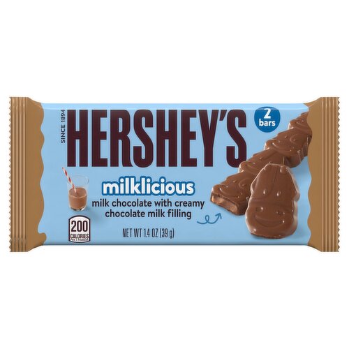 Hershey's Milklicious Milk Chocolate with Creamy Chocolate Milk Filling Bars, 2 count, 1.4 oz