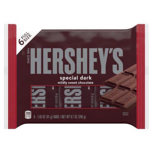 Hershey's Special Dark Mildly Sweet Chocolate Bar, 1.45 oz, 6 count