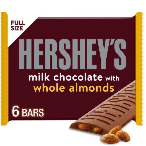 Hershey's Milk Chocolate with Whole Almonds Bars Full Size, 1.45 oz, 6 count