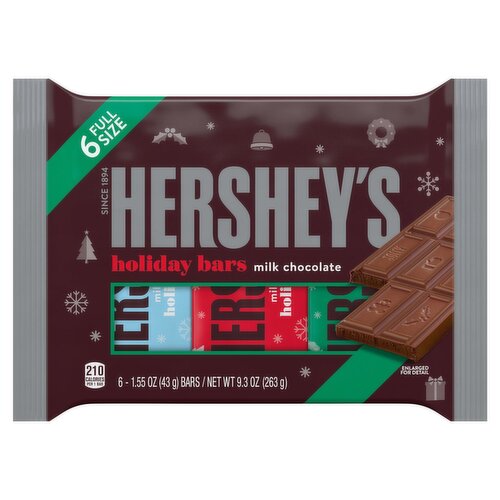 Hershey's Milk Chocolate Holiday Bars, 1.55 oz, 6 count