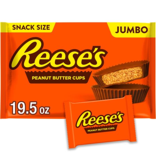 Reese's Milk Chocolate & Peanut Butter Cups Snack Size Jumbo Bag, 19.5 oz