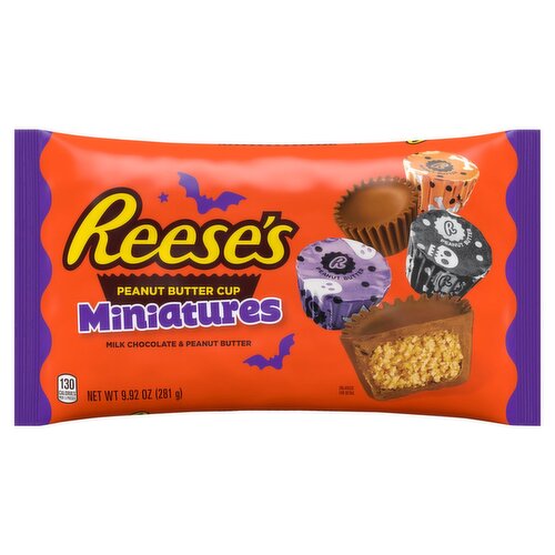 REESE'S Miniatures Milk Chocolate Peanut Butter Cups, Halloween Candy Bag, 9.92 oz