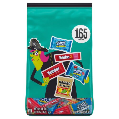 HARIBO, JOLLY RANCHER and TWIZZLERS Assorted Fruit Flavored Halloween Candy Bulk Bag, 60.1 oz