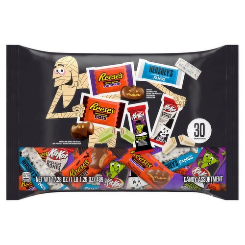HERSHEY'S, KIT KAT® and REESE'S Assorted Flavored Snack Size, Halloween Candy Bag, 17.28