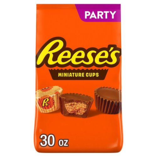 Reese's Miniature Cups Milk Chocolate & Peanut Butter Candy Party Pack, 30 oz