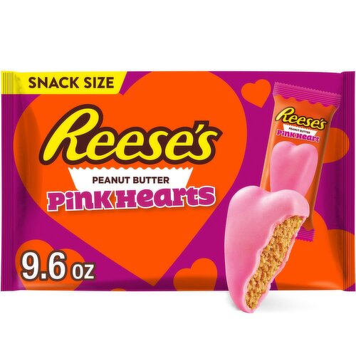 Reese's Pink Hearts Peanut Butter Candy Snack Size, 9.6 oz