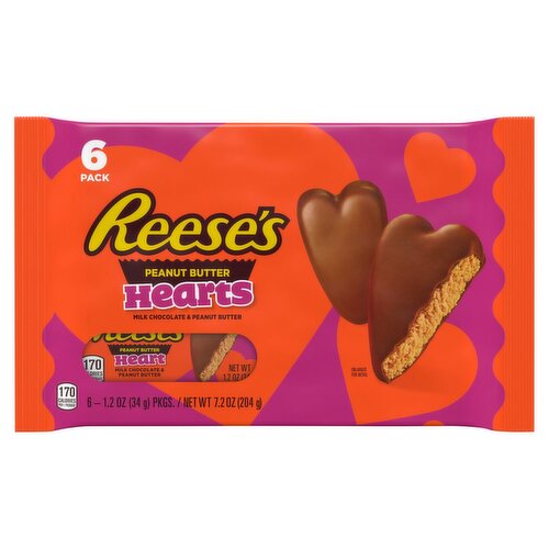 Reese's Milk Chocolate & Peanut Butter Hearts, 1.2 oz, 6 count