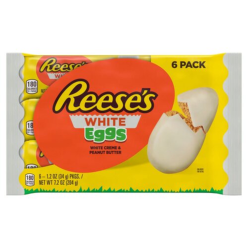 Reese's White Creme and Peanut Butter Eggs White Candy, 1.2 oz, 6 count