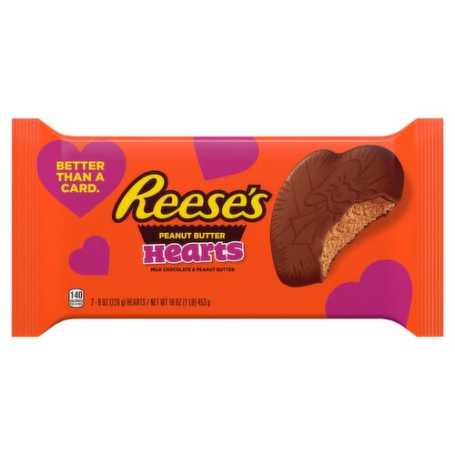 Reese's Milk Chocolate & Peanut Butter Hearts, 8 oz, 2 count