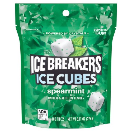 Ice Breakers Spearmint Ice Cubes Sugar Free Gum, 100 count, 8.11 oz