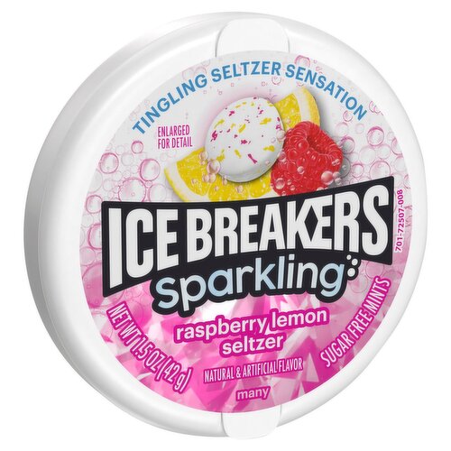 Ice Breakers Sparkling Raspberry Lemon Seltzer Sugar Free Mints, 1.5 oz