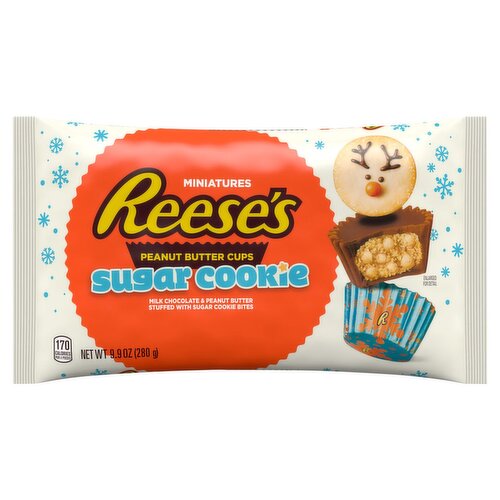 REESE'S Miniatures Sugar Cookie Milk Chocolate Peanut Butter Cups, Christmas Candy Bag, 9.9 oz