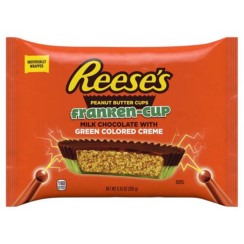Reese's Franken-Cup Milk Chocolate with Green Colored Creme Peanut Butter Cups, 9.35 oz