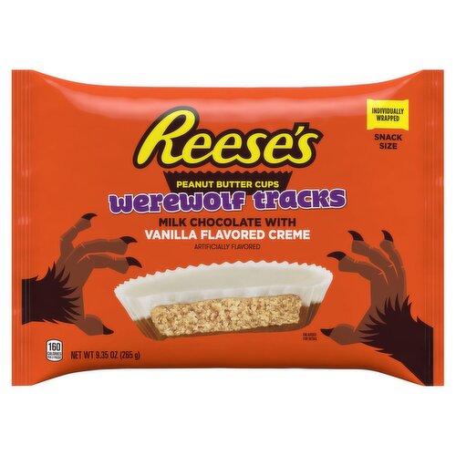 Reese's Milk Werewolf Tracks Chocolate with Vanilla Flavored Creme Peanut Butter Cups, 9.35 oz